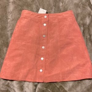 Rose suede skirt